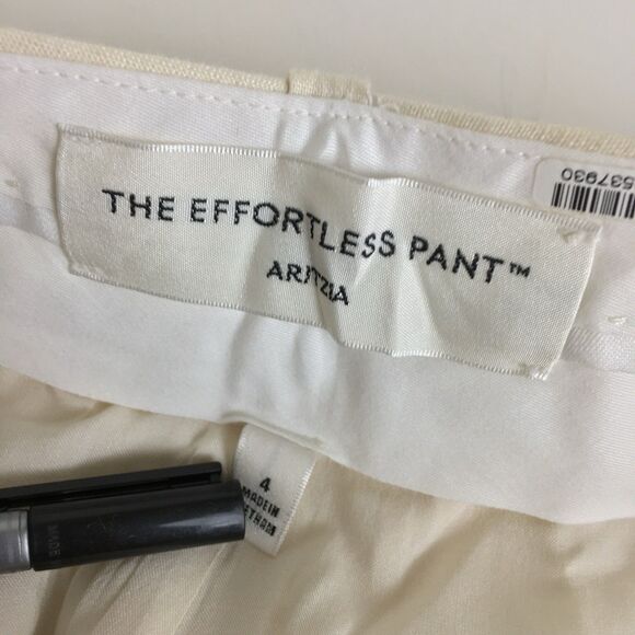 Aritzia The Effortless Pants Linen Cropped Sz 4 Natural Ecru - Picture 8 of 14